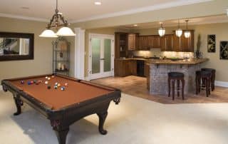 basement with pool table