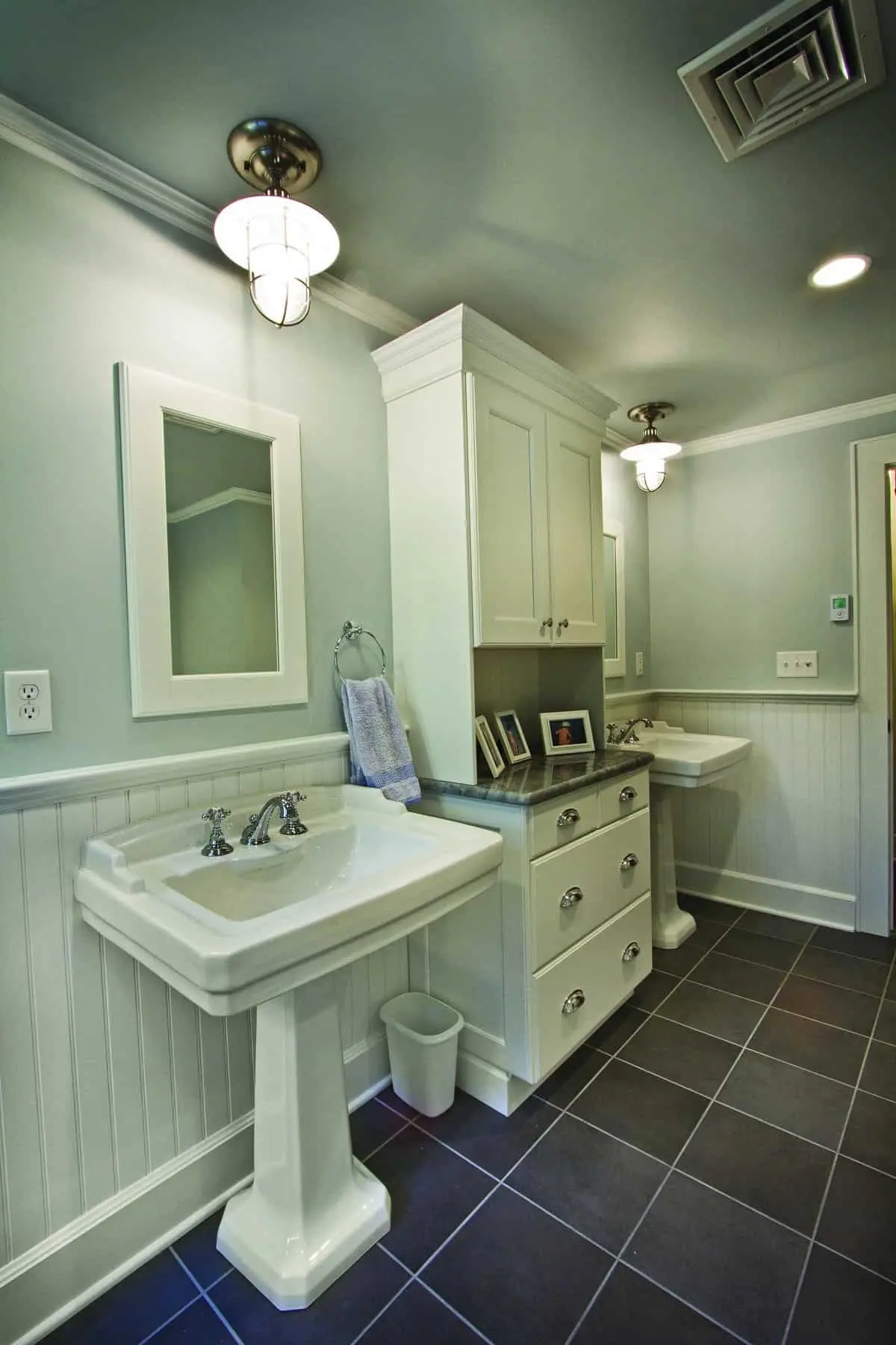 Organized bathroom vanity storage